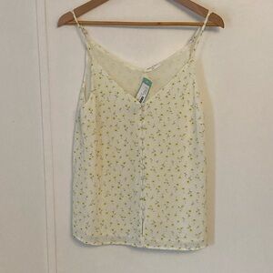 Sophie Rue Ieisha Cream Camisole With Yellow Flowers Button Front Size M